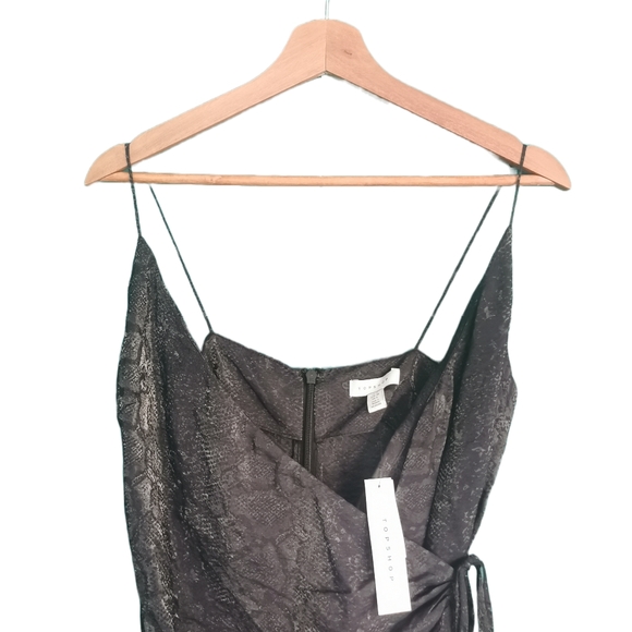 Topshop Snake Print Sparkle Ladies Mini Dress LBD Size 10 - Picture 4 of 12